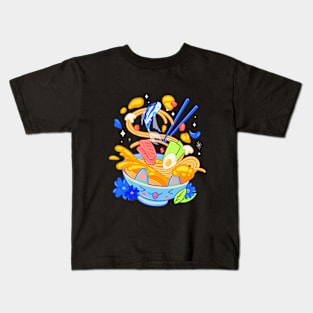 Kawaii Happy Ramen Bowl Kids T-Shirt